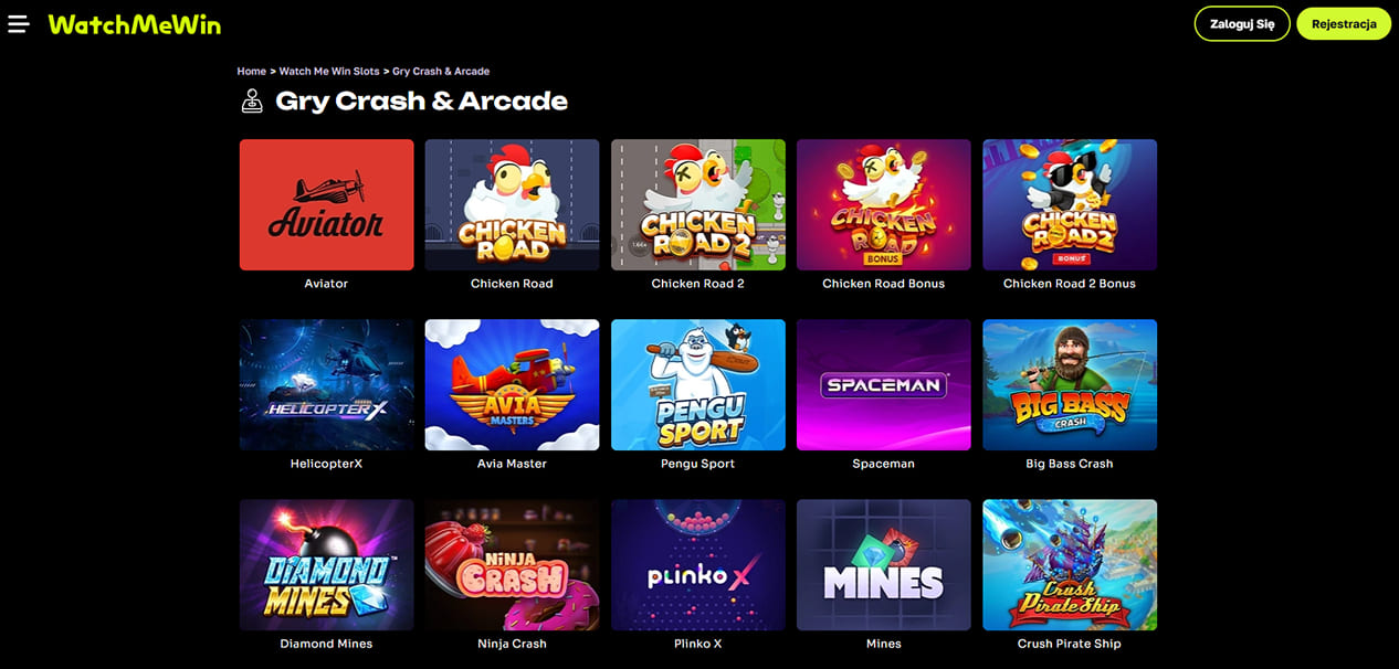 gry typu crash dostępne na stronie WMW Kasyno